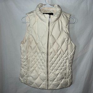 Eddie Bauer Women's Small Premium Goose Down Puffer Vest Cream Off-White